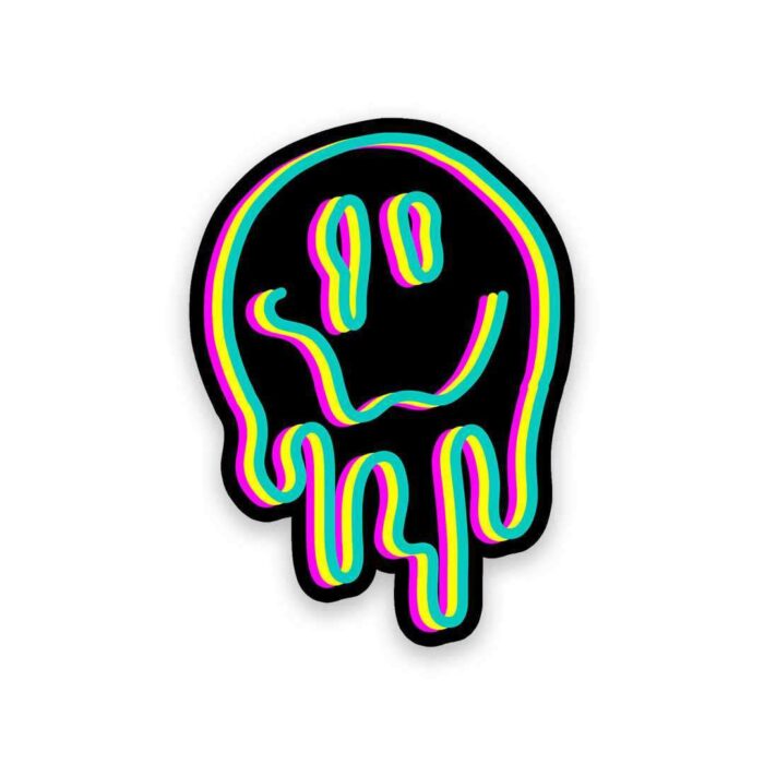 Neon Trippy Smile Sticker