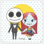 Nightmare Before Christmas Jack Sally Emoji Square Sticker