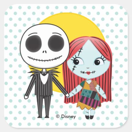 Nightmare Before Christmas Jack Sally Emoji Square Sticker