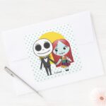 Nightmare Before Christmas Jack Sally Emoji Square Sticker