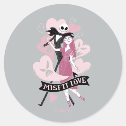 Nightmare Before Christmas Misfit Love Classic Round Sticker