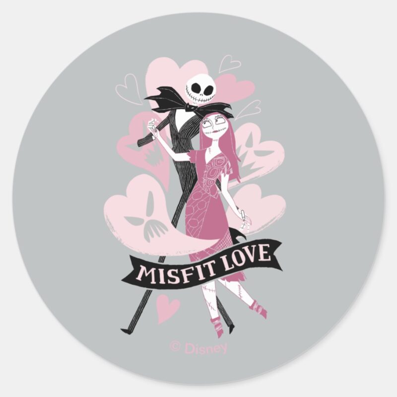 Nightmare Before Christmas Misfit Love Classic Round Sticker