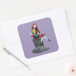 Nightmare Before Christmas Sally Cat Sitting Square Sticker