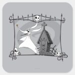 Nightmare Before Christmas Zero In Cemetery Square Sticker