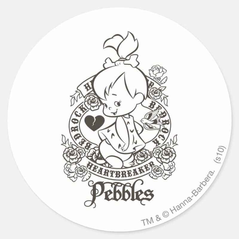 PEBBLES™ Heartbreaker BW Classic Round Sticker