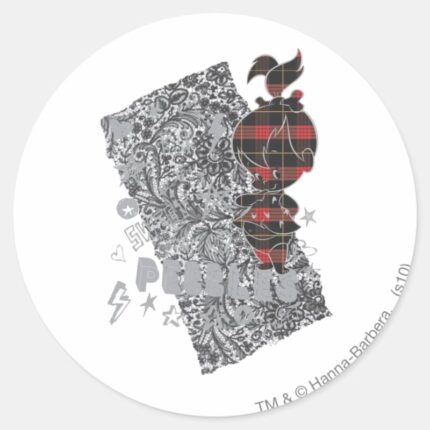 PEBBLES™ Punk Plaid Classic Round Sticker