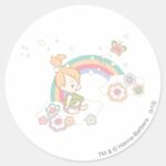 PEBBLES™ Rainbow And Flower Clouds Classic Round Sticker