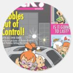 PEBBLES™ And Bam Bam Out Of Control Classic Round Sticker