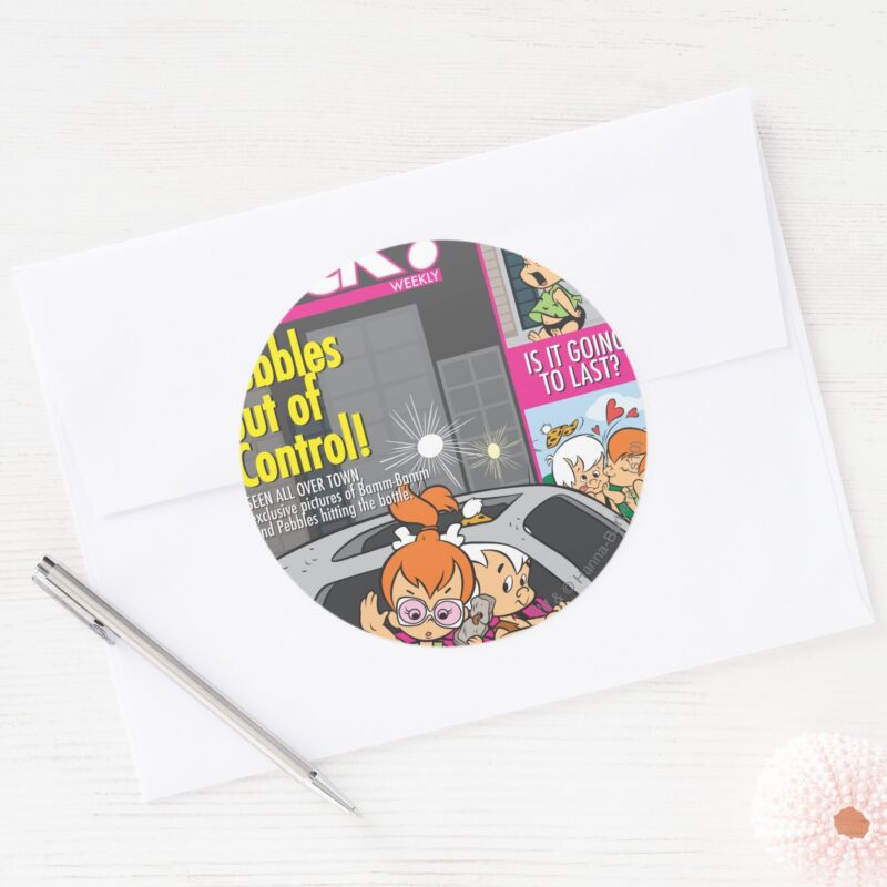 PEBBLES™ And Bam Bam Out Of Control Classic Round Sticker