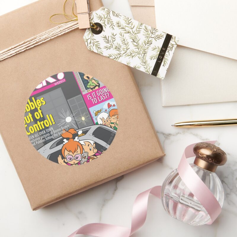 PEBBLES™ And Bam Bam Out Of Control Classic Round Sticker