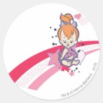 PEBBLES™ On Pink Rainbow Classic Round Sticker
