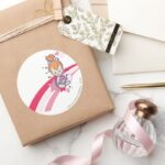 PEBBLES™ On Pink Rainbow Classic Round Sticker