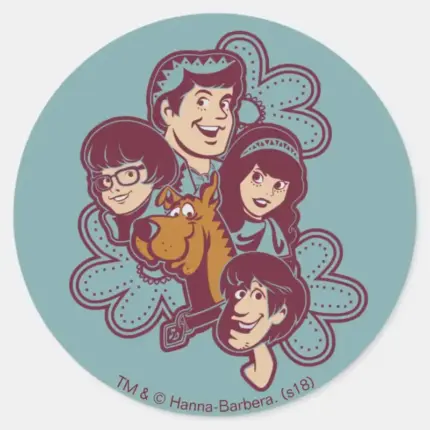 Paisely Flower Scooby Doo And The Gang Classic Round Sticker