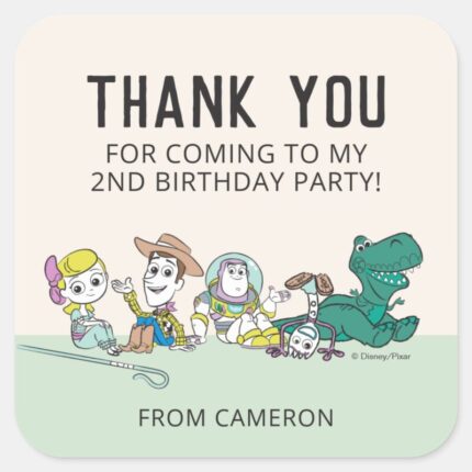 Pastel Toy Story Birthday Thank You Square Sticker