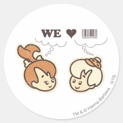 Pebbles And Bam Bam We Love Classic Round Sticker
