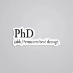 PhD Permanent Head Damage Witty Stickers