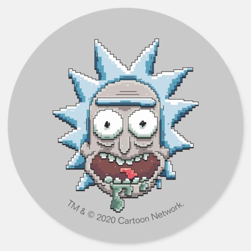 Pixelverse Rick Drooling Head Classic Round Sticker