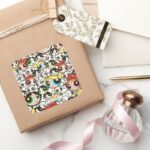 Powerpuff Girls Face Pattern Square Sticker