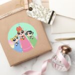 Powerpuff Girls Fly High Classic Round Sticker