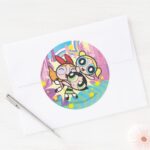 Powerpuff Girls Rule Classic Round Sticker