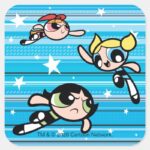 Powerpuff Girls Star Pattern Square Sticker