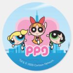 Powerpuff Girls Team Awesome Classic Round Sticker