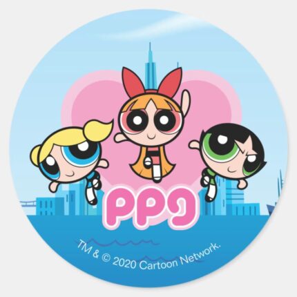 Powerpuff Girls Team Awesome Classic Round Sticker