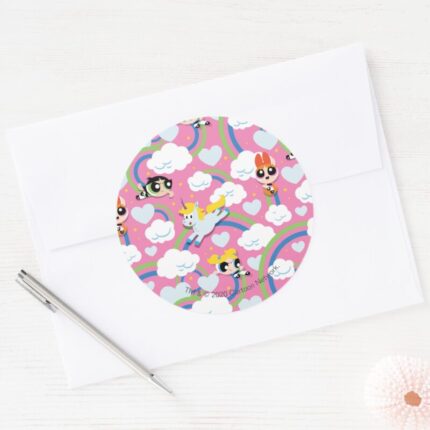 Powerpuff Girls Donny Rainbow Pattern Classic Round Sticker