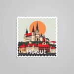 Prague Historic Church And Sunset Post Stamp Travels Stickers