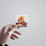 Prague Historic Church And Sunset Post Stamp Travels Stickers