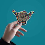 Psychedelic Hand Sign Sticker