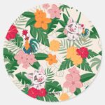 Pua And Heihei Tropical Pattern Classic Round Sticker