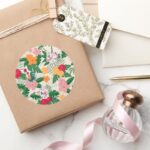 Pua And Heihei Tropical Pattern Classic Round Sticker