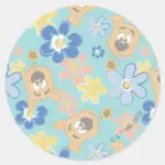 Puppy Scooby Doo Flower Pattern Classic Round Sticker