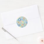 Puppy Scooby Doo Flower Pattern Classic Round Sticker