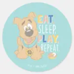 Puppy Scooby Doo Eat Sleep Play Repeat Classic Round Sticker