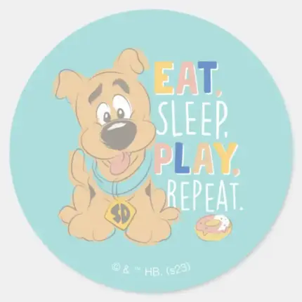 Puppy Scooby Doo Eat Sleep Play Repeat Classic Round Sticker