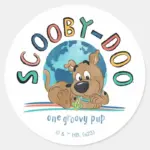Puppy Scooby Doo One Groovy Pup Classic Round Sticker