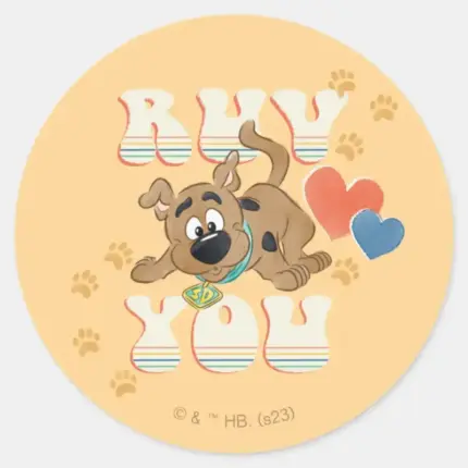 Puppy Scooby Doo Ruv You Classic Round Sticker