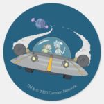 RICK AND MORTY™ Flying Off In Space Ship Classic Round Sticker