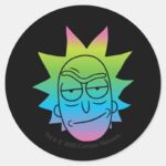 RICK AND MORTY™ Rainbow Rick Head Pattern Classic Round Sticker