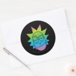 RICK AND MORTY™ Rainbow Rick Head Pattern Classic Round Sticker