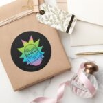 RICK AND MORTY™ Rainbow Rick Head Pattern Classic Round Sticker