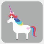 Rainbow Unicorn Square Sticker