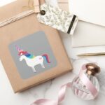 Rainbow Unicorn Square Sticker