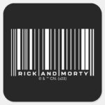 Rick And Morty Bar Code Graphic Square Sticker