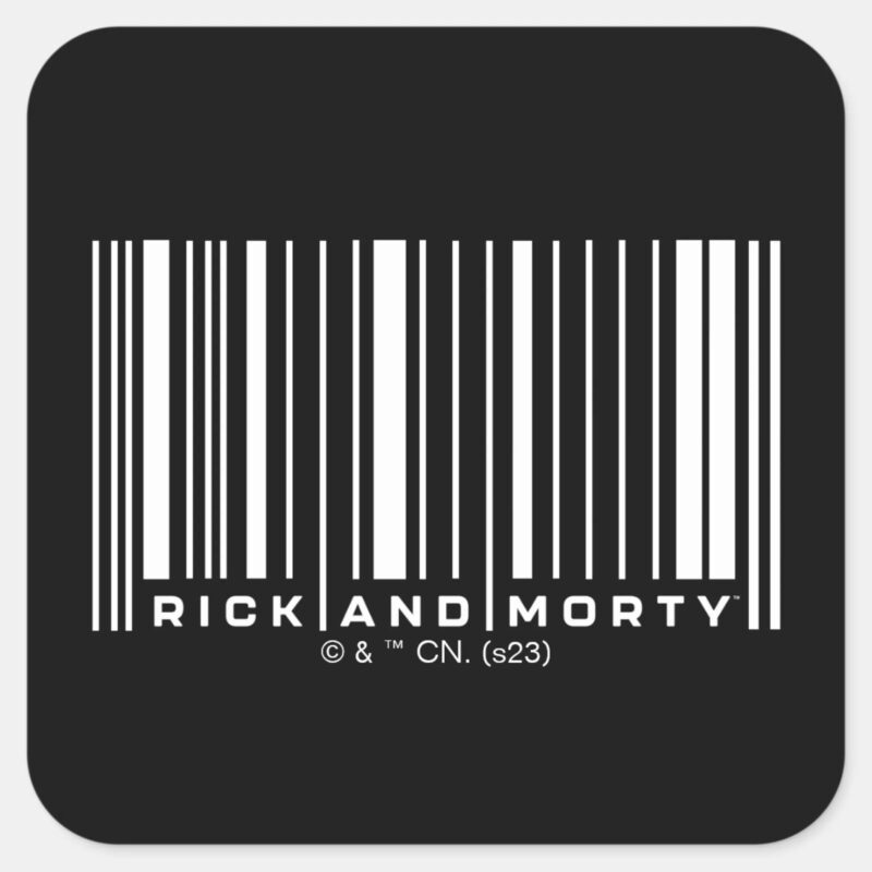 Rick And Morty Bar Code Graphic Square Sticker Rick And Morty Bar Code Graphic Square Sticker