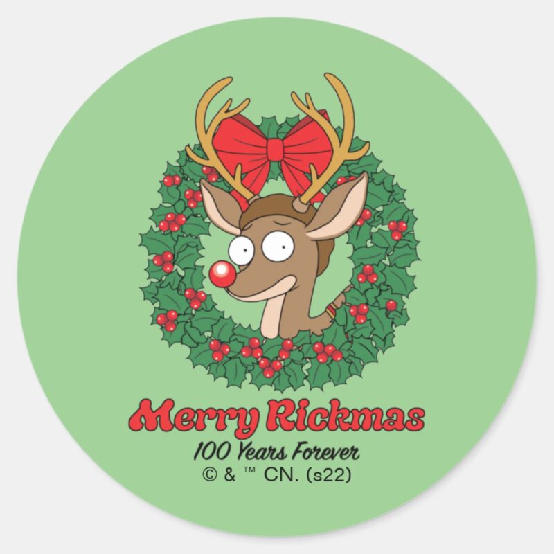 Rick And Morty Reindeer Morty Merry Rickmas Classic Round Sticker