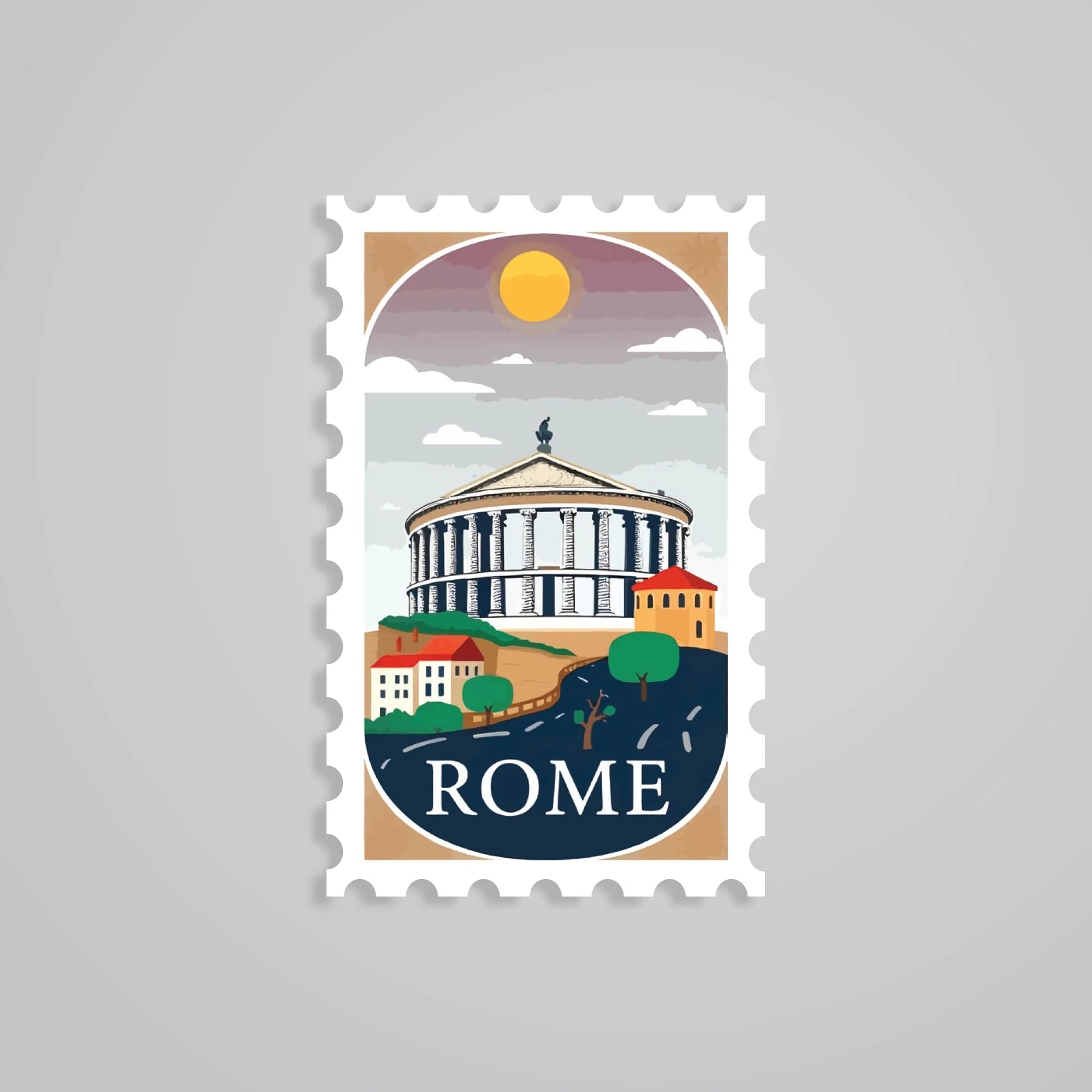 Rome Ancient Architecture Post Stamp Travels Stickers