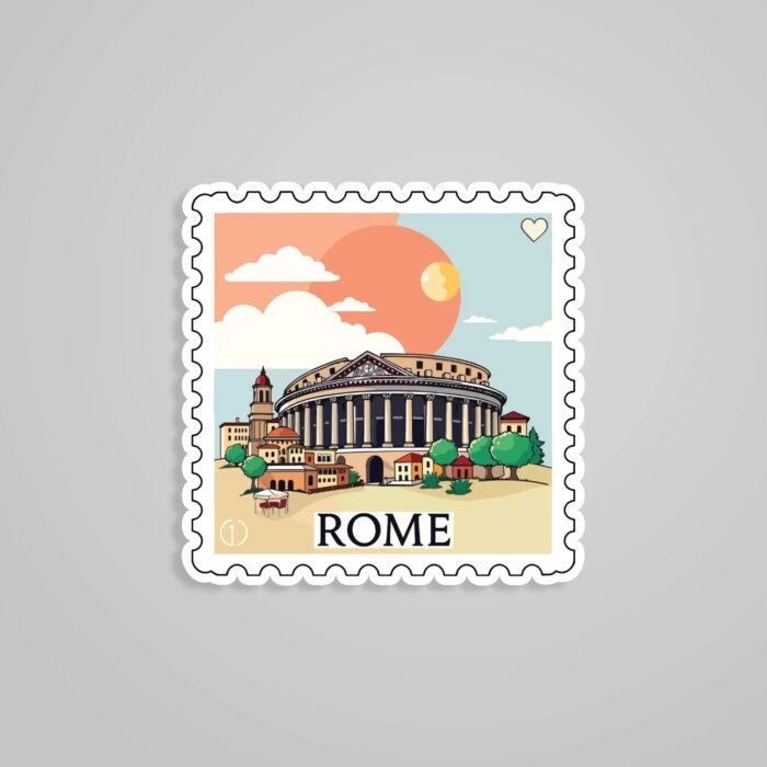 Rome Iconic Historic Monument Post Stamp Travels Stickers